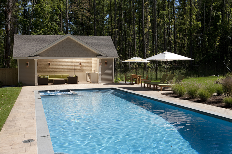 Swimming pool and stamped concrete project example 7